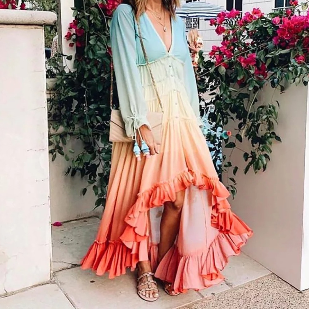 Rainbow Maxi Beach Dress